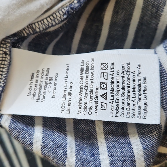 100% LINEN J. Crew Navy Striped Wide Leg Pants - Picture 5 of 8